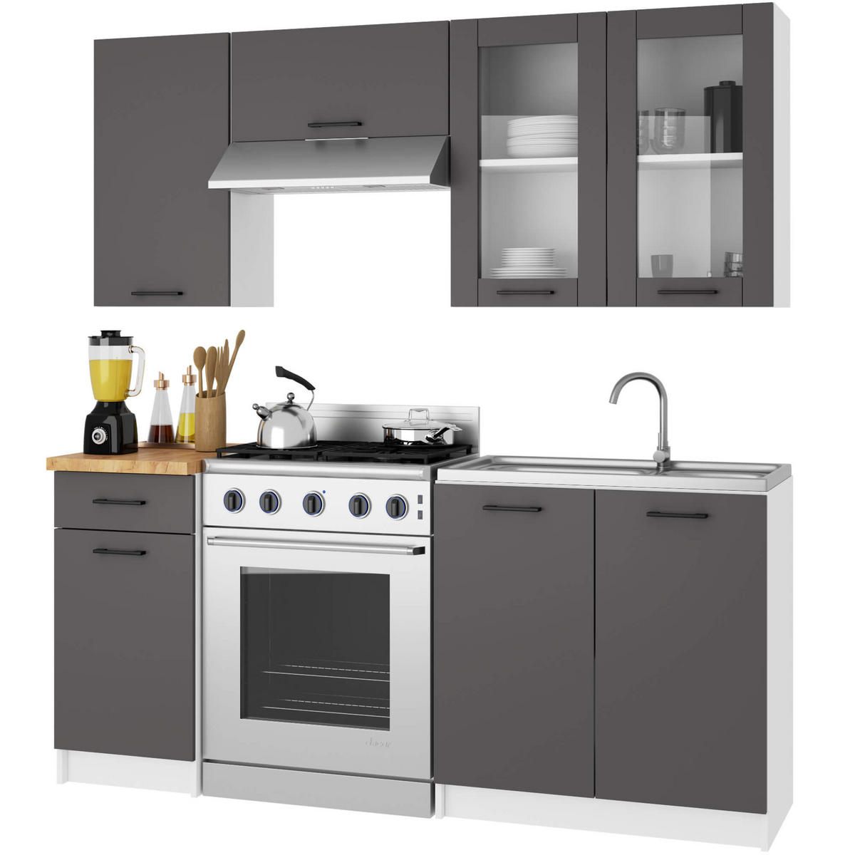 HÄNGESCHRANK Weiß, Graphit Grau 72/80/30,5 - Dunkelgrau/Weiß, Holzwerkstoff (80/72/30cm) - RAUMHIRSCH FURNITURE