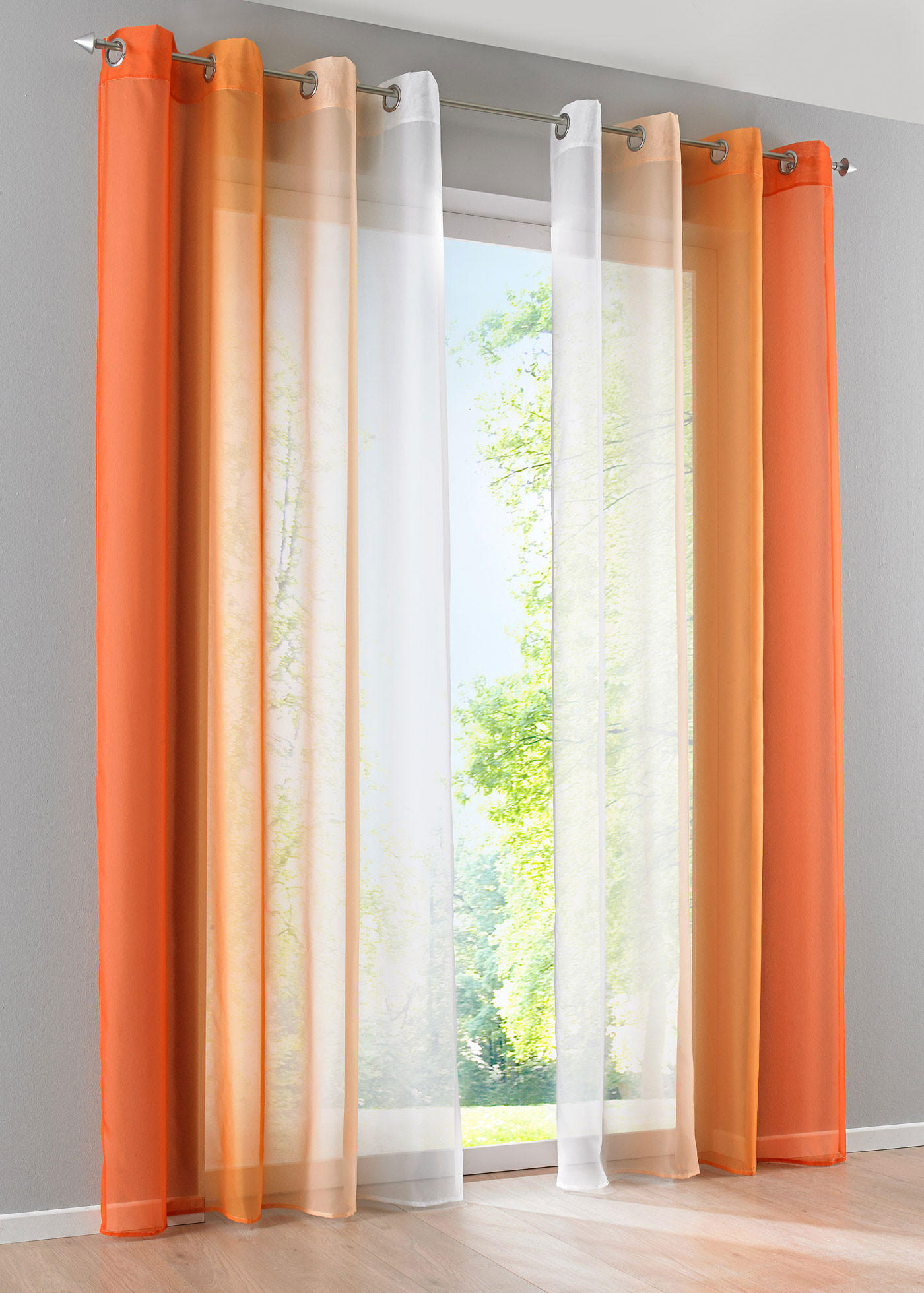 VORHANG 2ER SET »Modena« HxB 175x140 cm Orange - Orange, Textil (140/175cm) - Gardinenbox