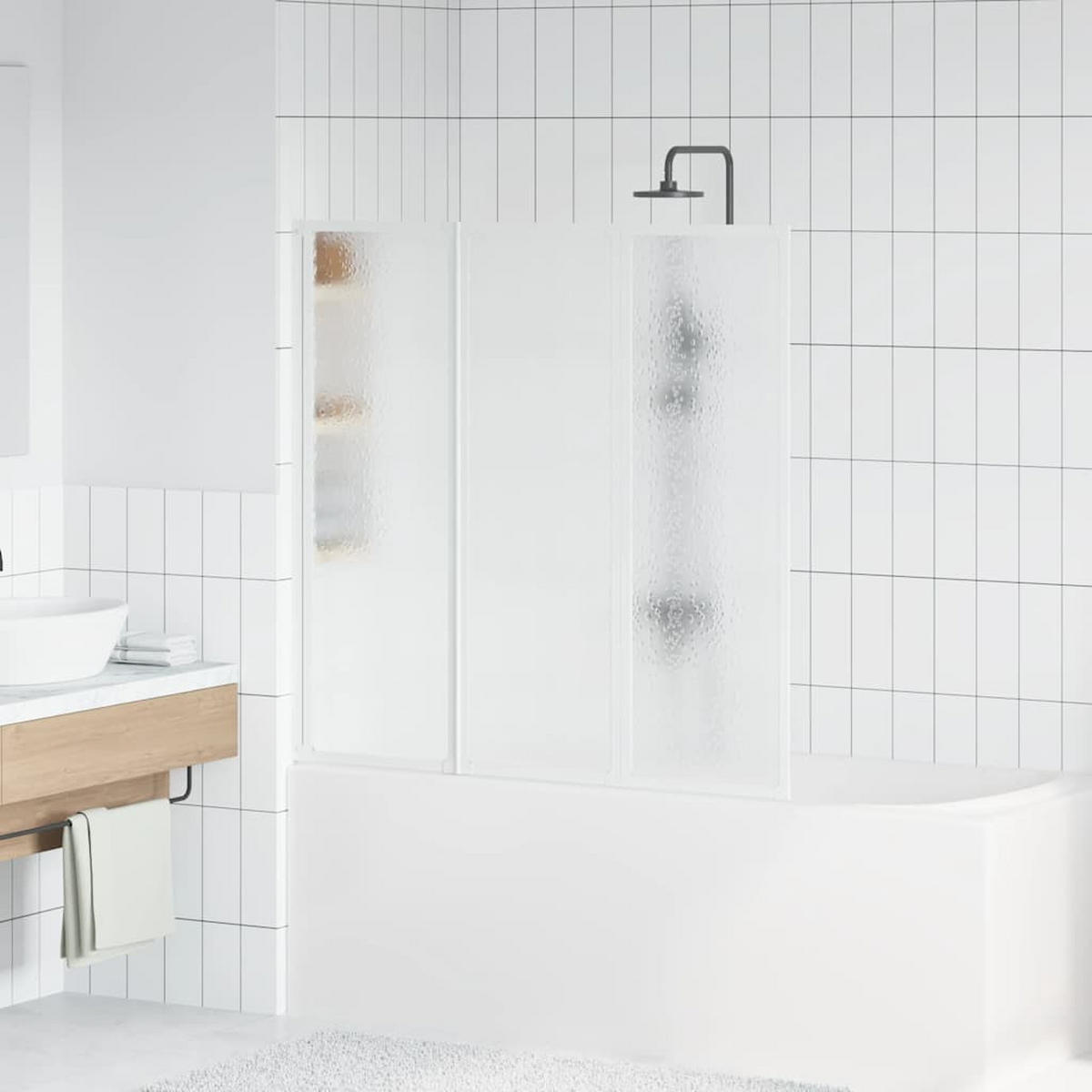 DUSCHWAND 141/132 Cm 3 Paneele Faltbar - Weiß, Kunststoff (2/132cm) - vidaXL