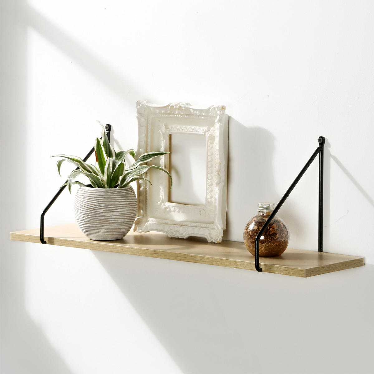 WANDREGAL 60 cm im Industrial-Stil - Eschefarben, Holzwerkstoff (15/20/2.5cm) - Calicosy