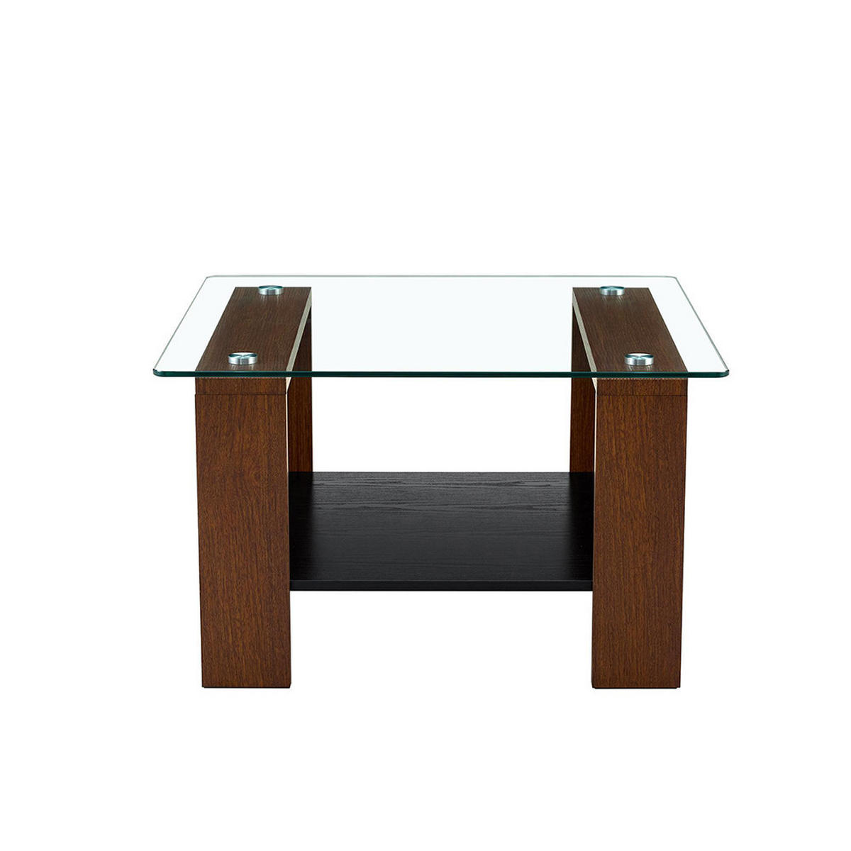 COUCHTISCH 65x41x45,5cm mit Hartglasplatte, Walnussholzfarbe - Walnussfarben, Glas/Holz (75/75/45.5cm) - KOMHTOM