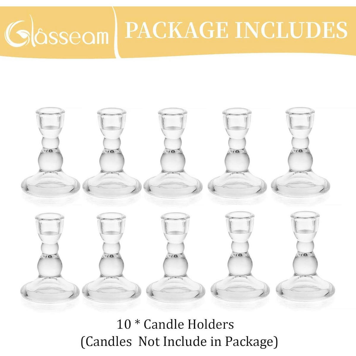 KERZENSTÄNDER 10-teiliges Set Glas Transparent 9,2 cm - Transparent, Glas (3.3/9.2/9.2cm)