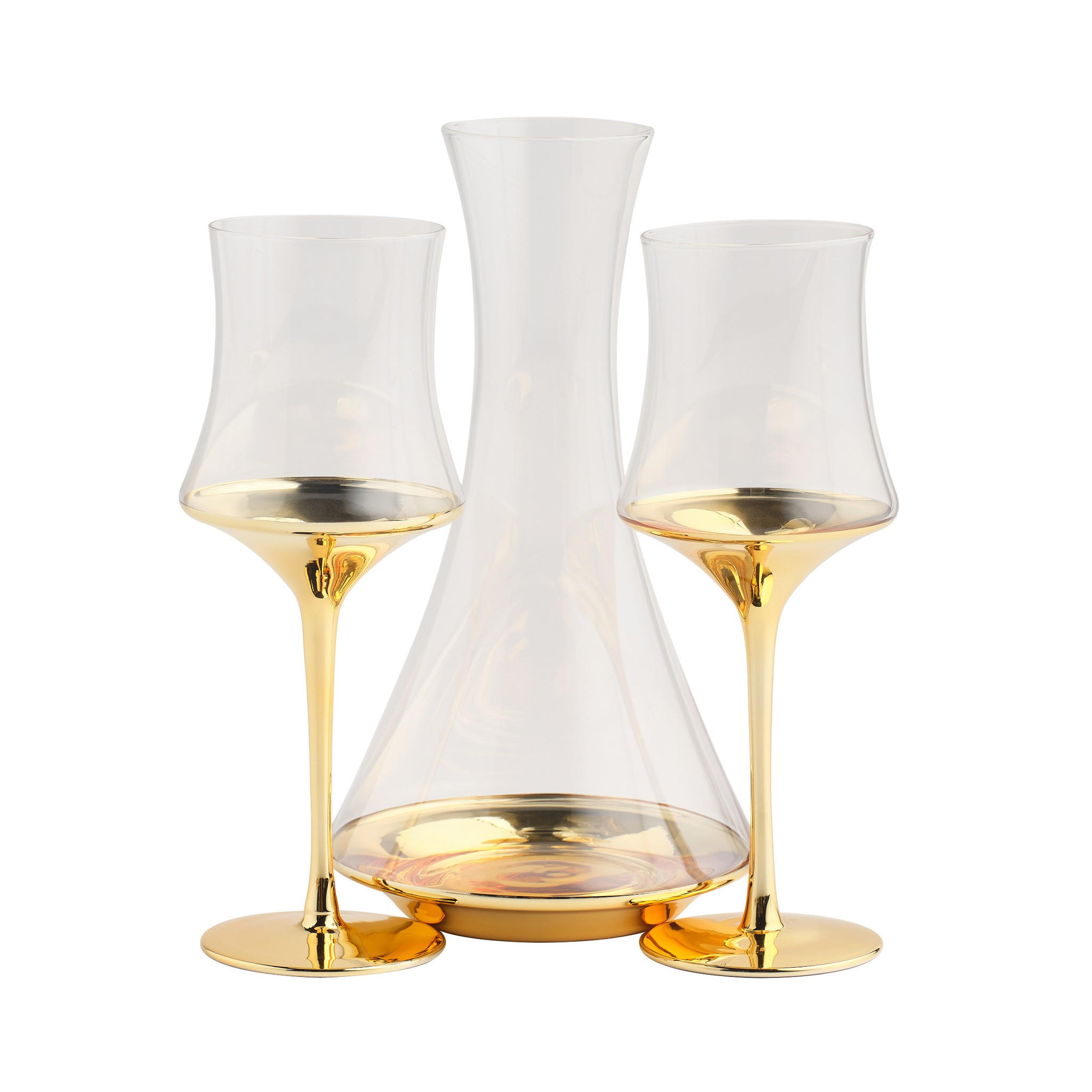 KARAFFE UND LIKÖRGLÄSER Helena - Goldfarben, Glas (1.3L) - home&you