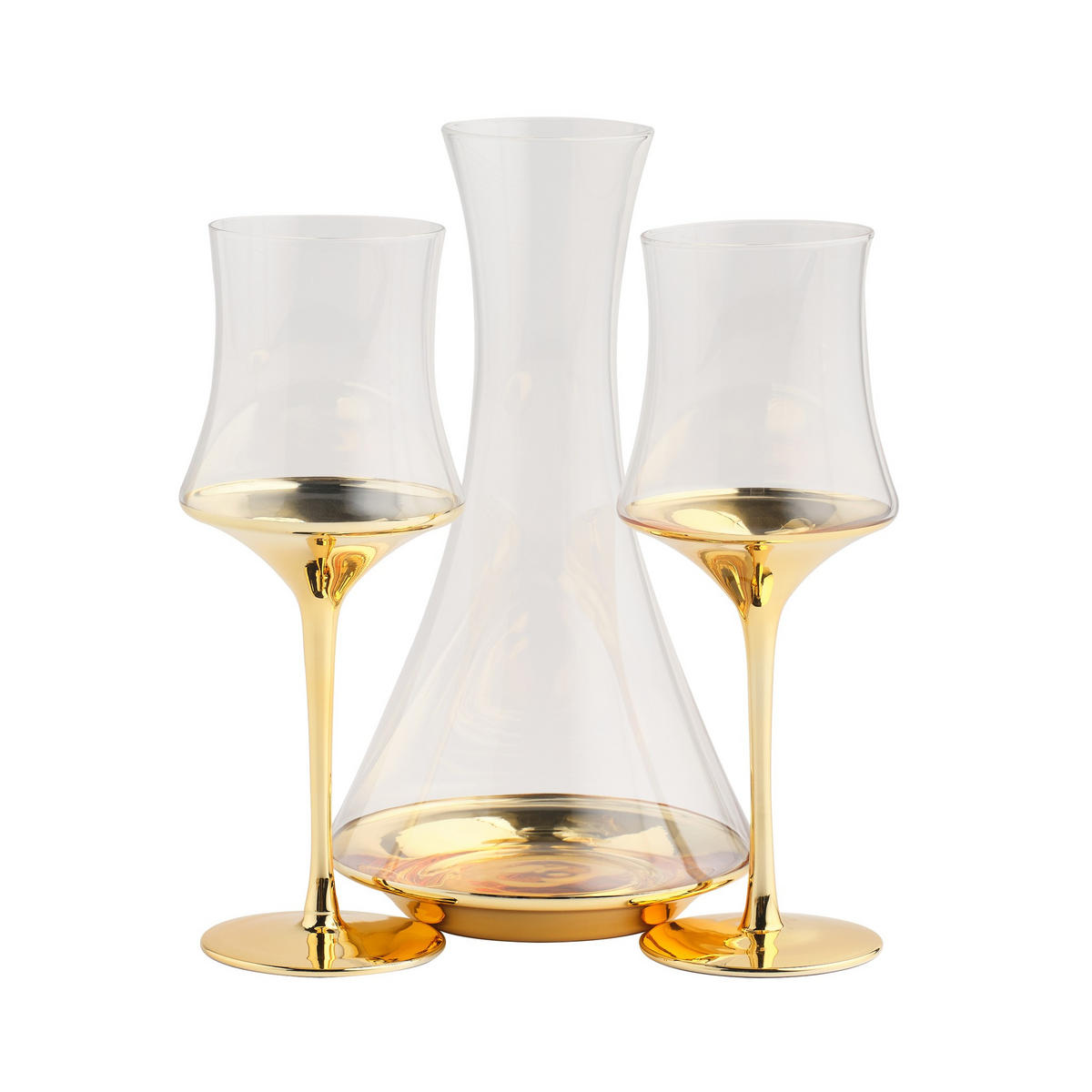 KARAFFE UND LIKÖRGLÄSER Helena - Goldfarben, Glas (1.3L) - home&you