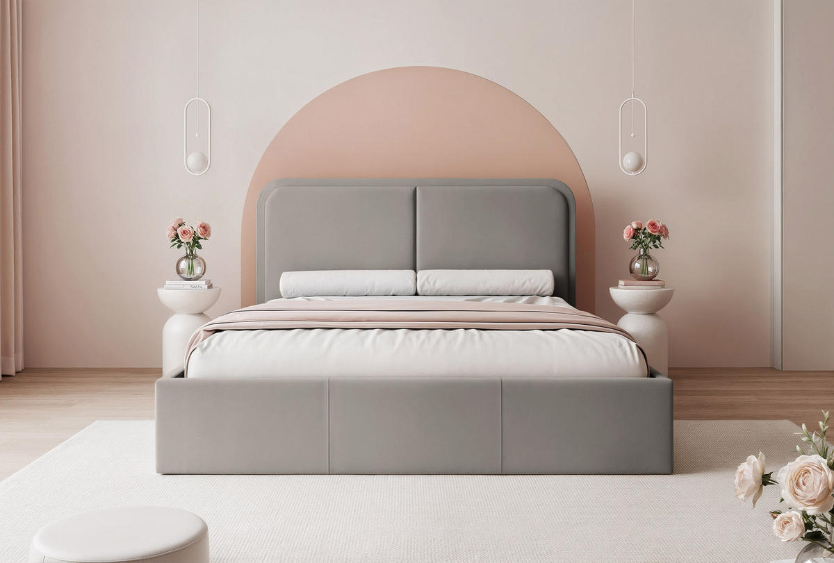 POLSTERBETT OLLEO 160x200 cm, Grau - Grau, Textil (160/200cm) - Fedve