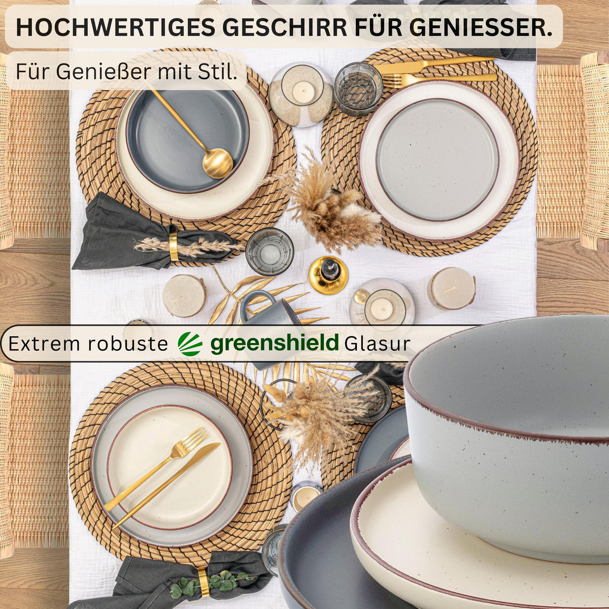 TAFELSERVICE BOMBAY MOONLIGHT - 16 tlg aus Steingut - Multicolor, Stein (27/9.5/27cm) - Sänger