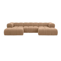 ROHOVÁ SEDAČKA ve tvaru U, velurová tkanina Bluvel, Latte, Averro U - kapučínová, dřevo (360/70/150cm) - Kaiser Möbel