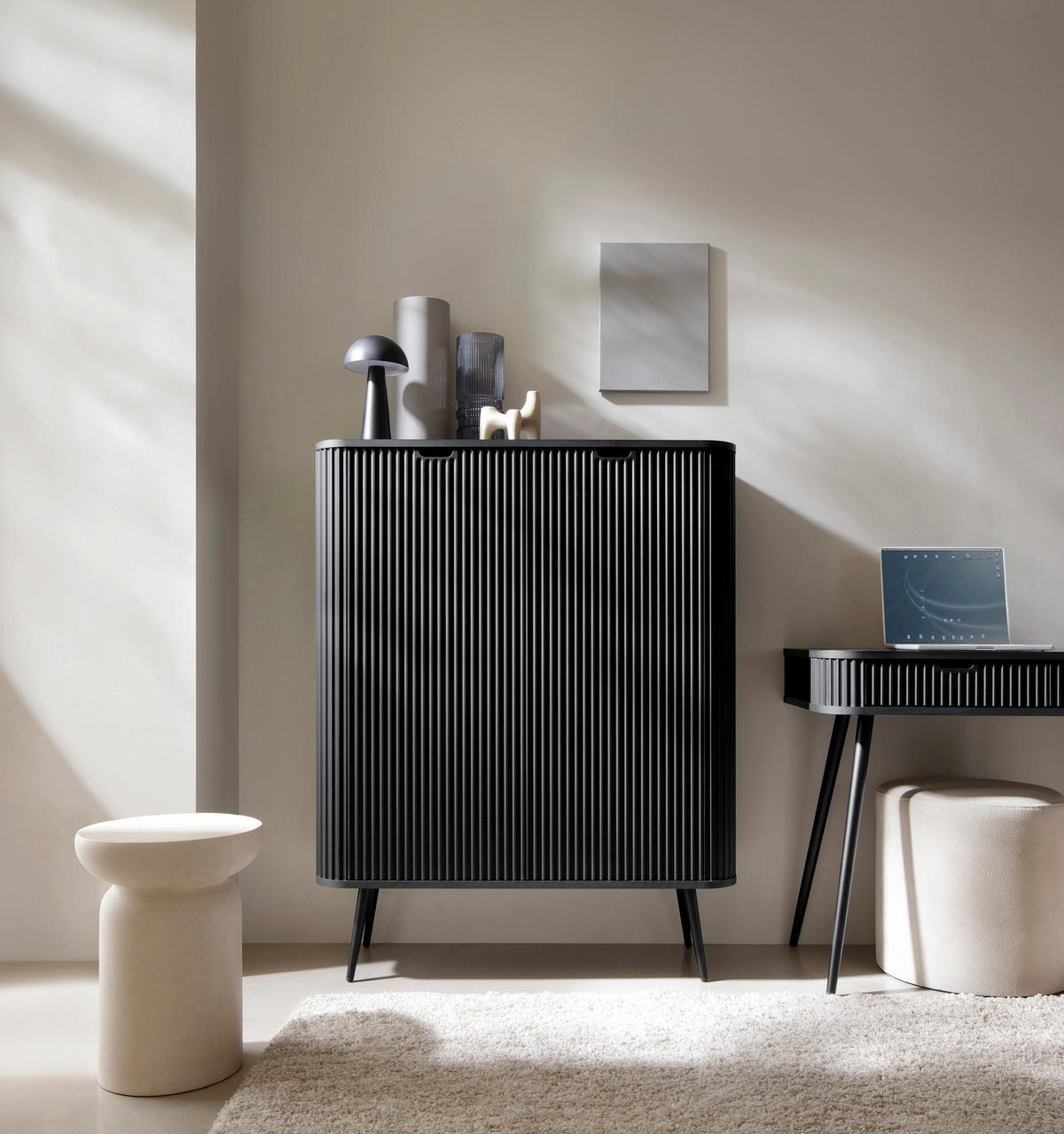 HIGHBOARD Zova čierna 103 cm - čierna, kov/kompozitné drevo (103/129/39cm) - Selsey