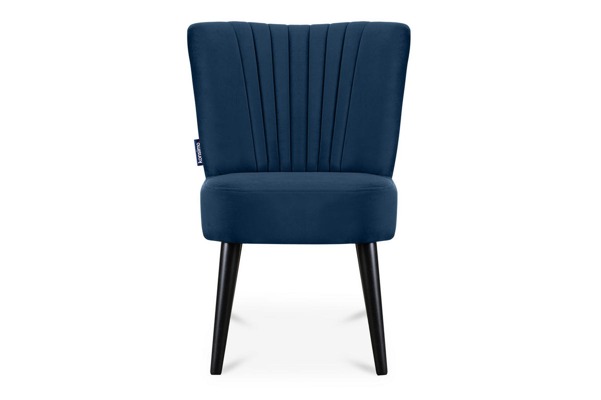 COCKTAILSESSEL DUCO auf hohen Beinen, Marineblau/Schwarz - Schwarz/Dunkelblau, Holz/Textil (63/89/65cm) - KONSIMO®
