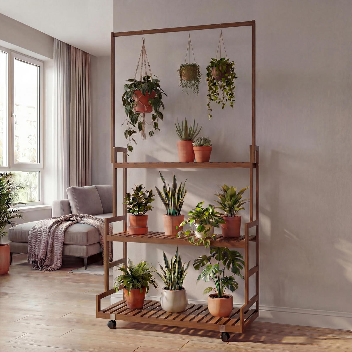 PFLANZENREGAL Braun - Braun, Holz (93/175/38cm) - MCW