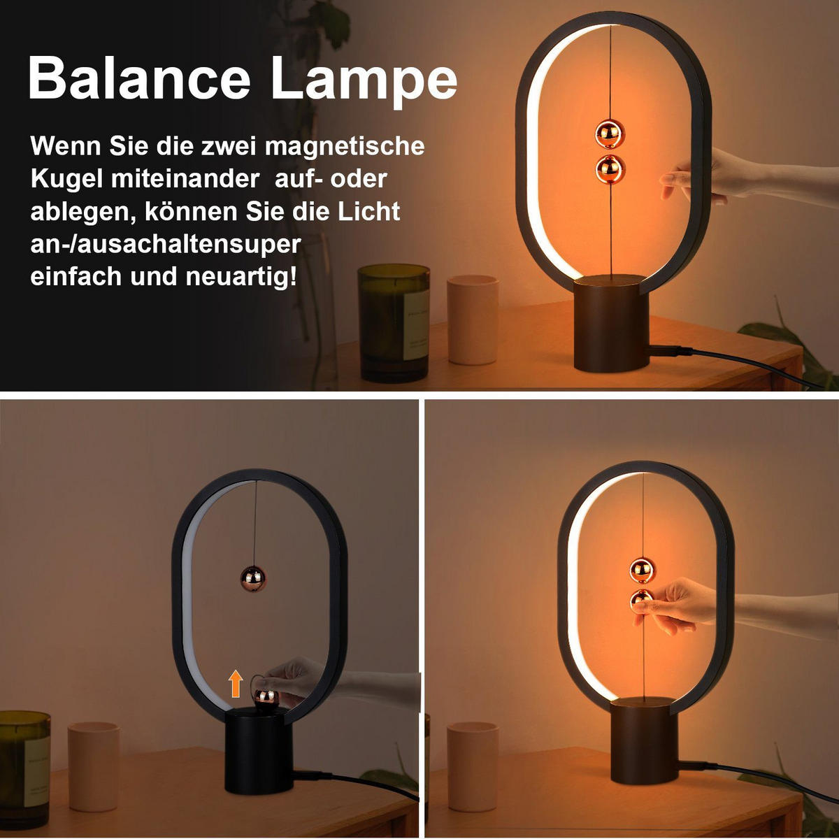 LED-TISCHLEUCHTE Ulm 6/14/24.5 cm - Schwarz, Metall (14/6/24.5cm) - Nettlife