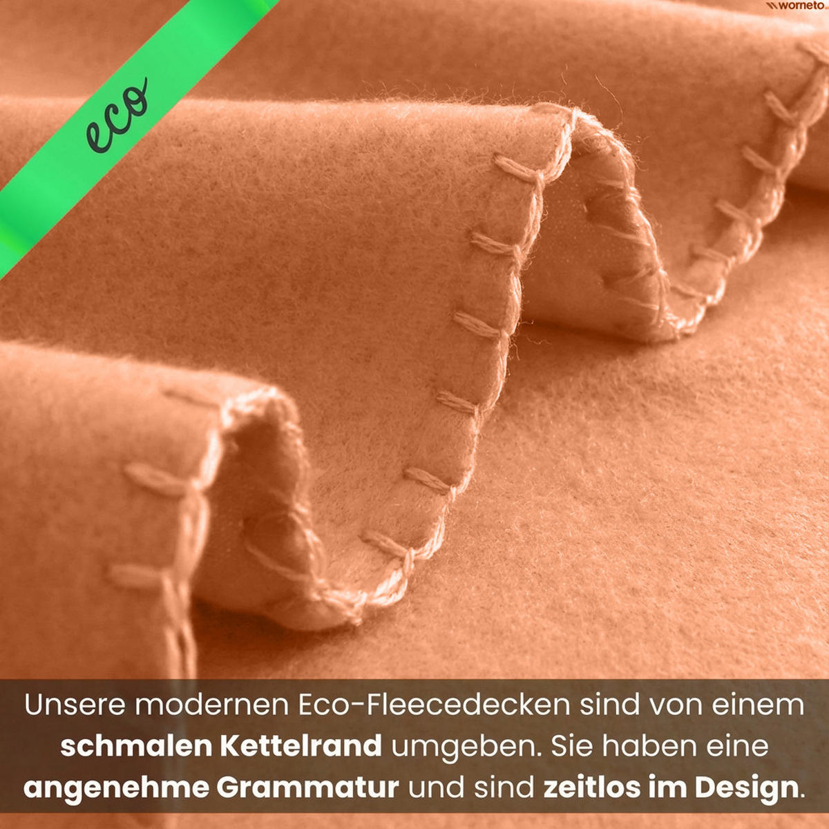 2ER Set Fleecedecken 130x160 eco-line aus 100% recyceltem Material orange - Orange, Textil (130/160cm) - wometo