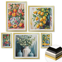WANDBILDER 5er Set - 50x50 cm & 20x30 cm & 40x60 cm Goldrahmen - Amalfi-Zitronen und -Orangen - Goldfarben, Kunststoff (40/60cm) - ArtPrintCave