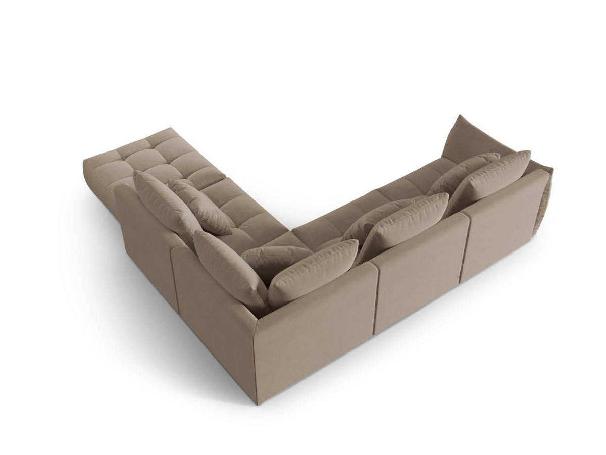 ECKSOFA modular rechts Bloom aus Samt hellbraun 4 Sitzplätze - Hellbraun, Textil (310/316cm) - Micadoni