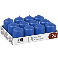 STUMPENKERZEN Ø4xH6 cm Blau 12er-Pack - Blau, Naturmaterialien (4/6cm)
