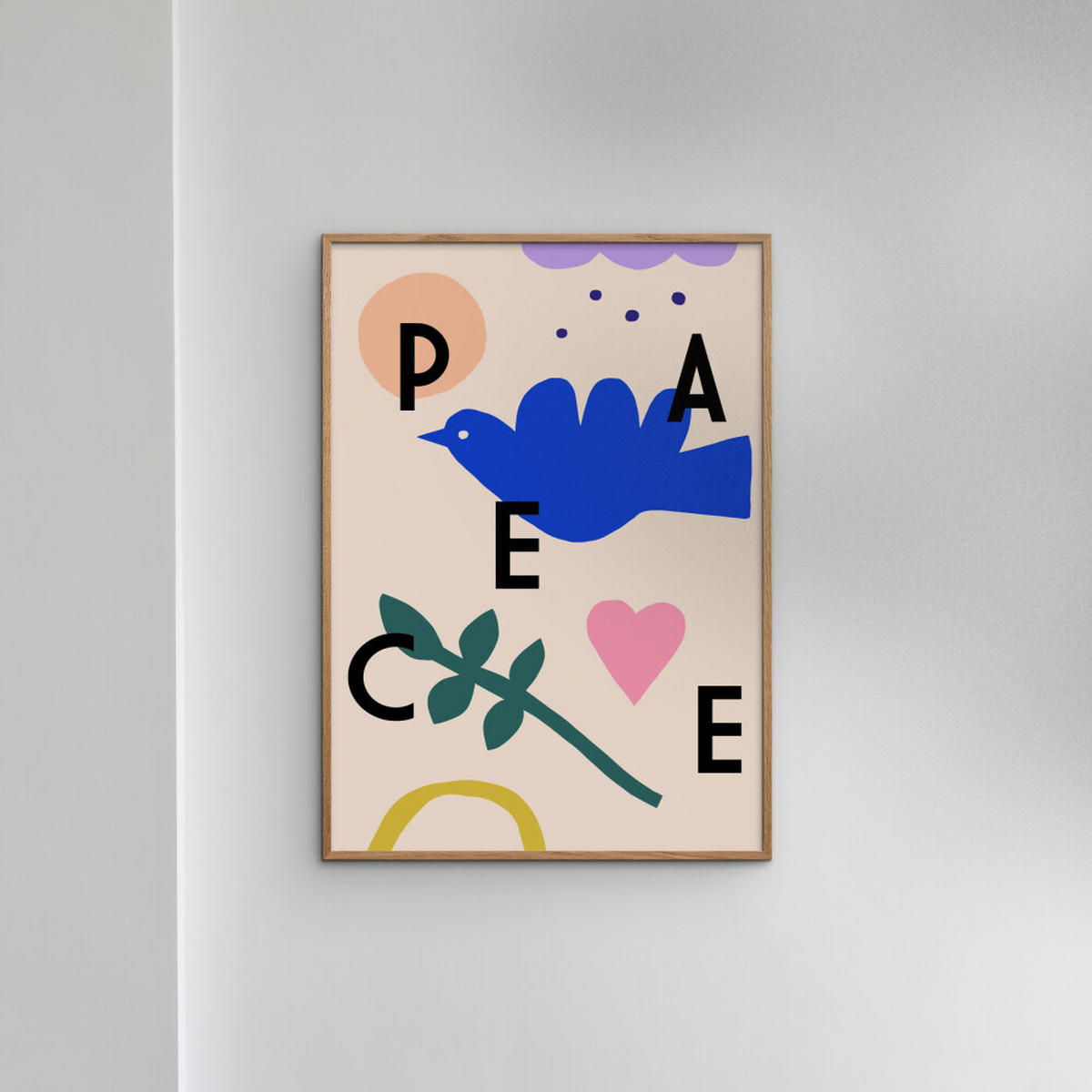 POSTER mit Rahmen Maren Gross - Peace - Eichefarben/Multicolor, Holz/Papier (50/70cm) - Poster&Frame