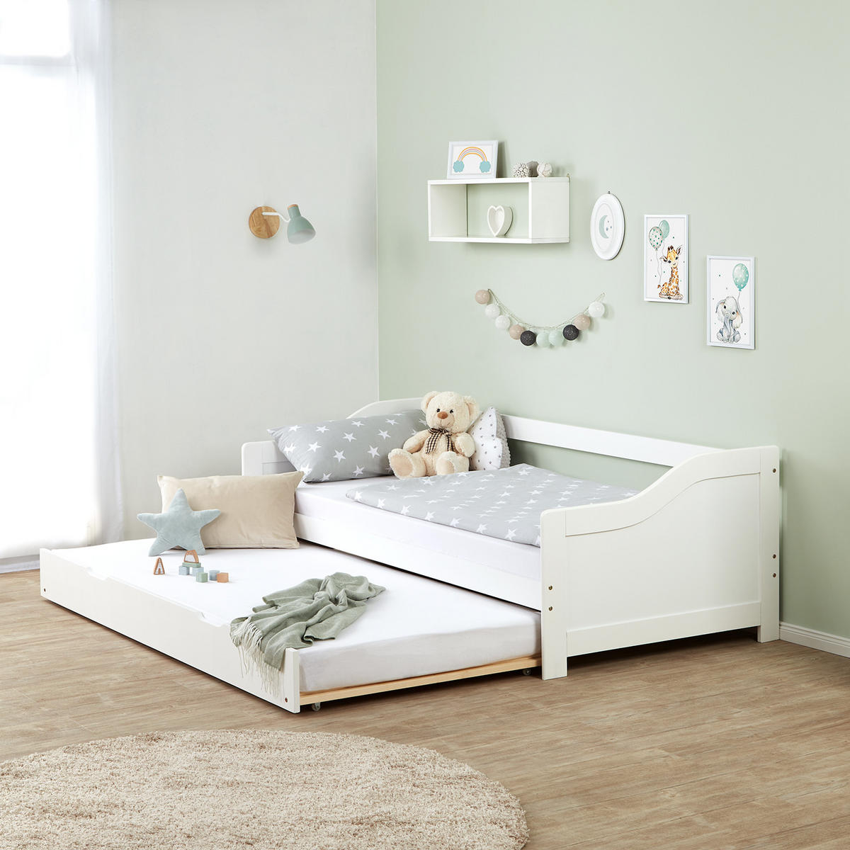 TAGESBETT ausziehbar 90/200 cm Weiß - Weiß, Holz (90/200cm) - Homestyle4u