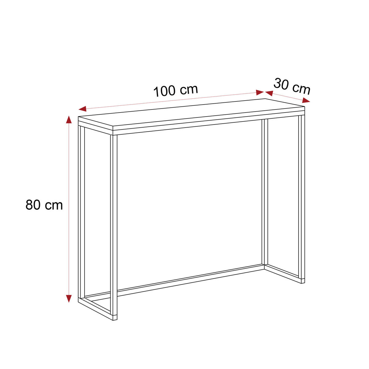 KONSOLENTISCH LORA 100/30/80 cm Gold / Schwarz matt - Goldfarben/Schwarz, Metall (30/100/80cm) - Idohome