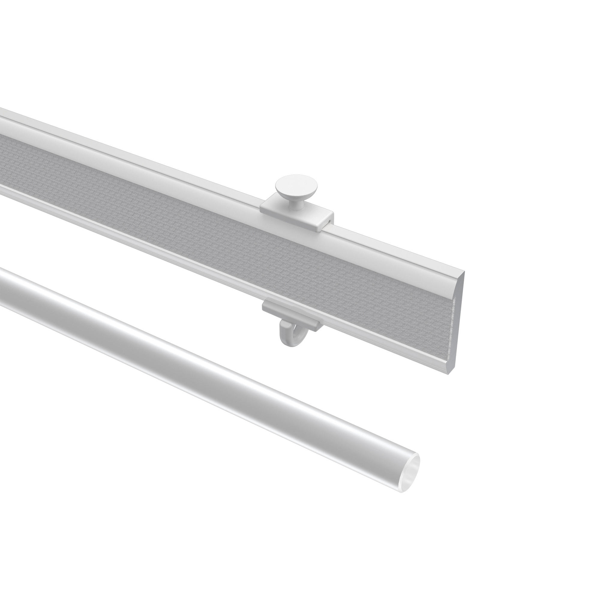 PANEELWAGEN MIT KLETTBAND und Rundkopfgleiter Easyslide 70 cm, Aluminium, Weiß - Weiß, Metall (1/4.3/70cm) - INTERDECO