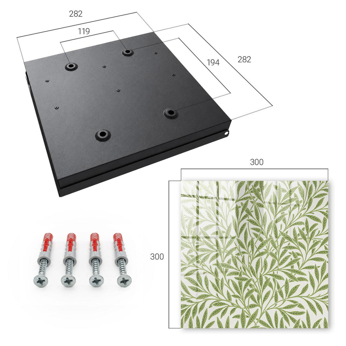 SCHLÜSSELBOX Schwarz 30x30 cm- Türöffnung nach rechts - Grüne Natur - Grün, Metall (30/30/5cm) - TULUP