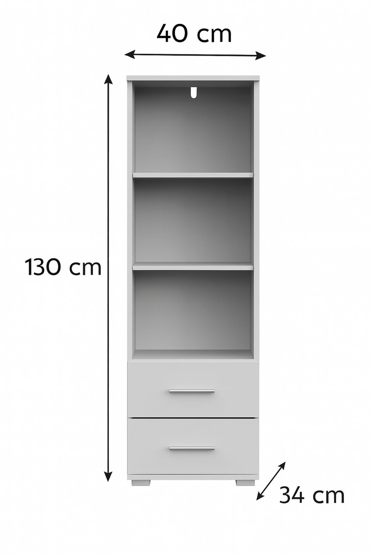 BÜCHERREGAL Weiß 40/130/34 - Weiß, Holzwerkstoff (40/130/34cm) - RAUMHIRSCH FURNITURE