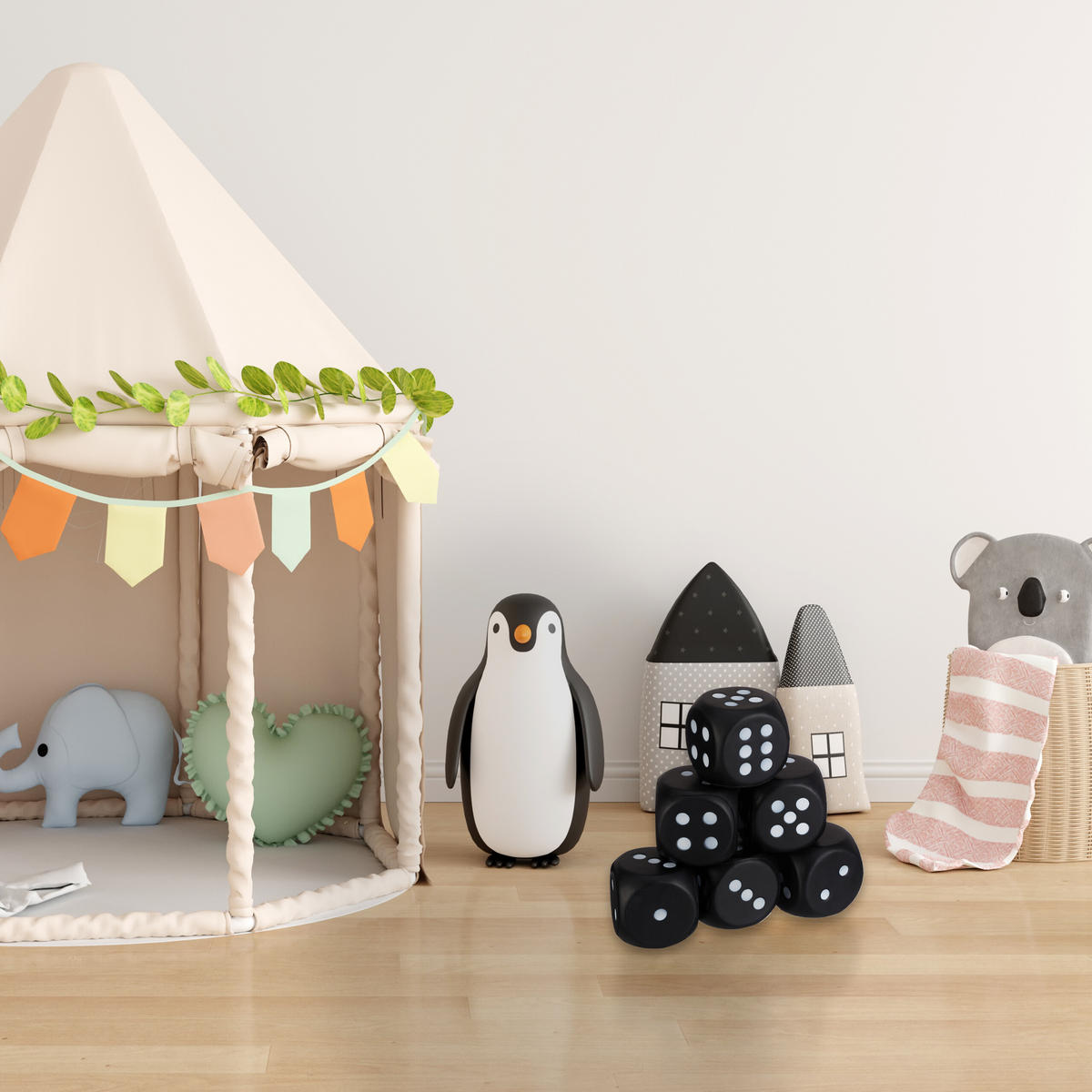 6xSCHAUMSTOFFWÜRFEL - Schwarz, Kunststoff (7.5/7.5cm) - Relaxdays