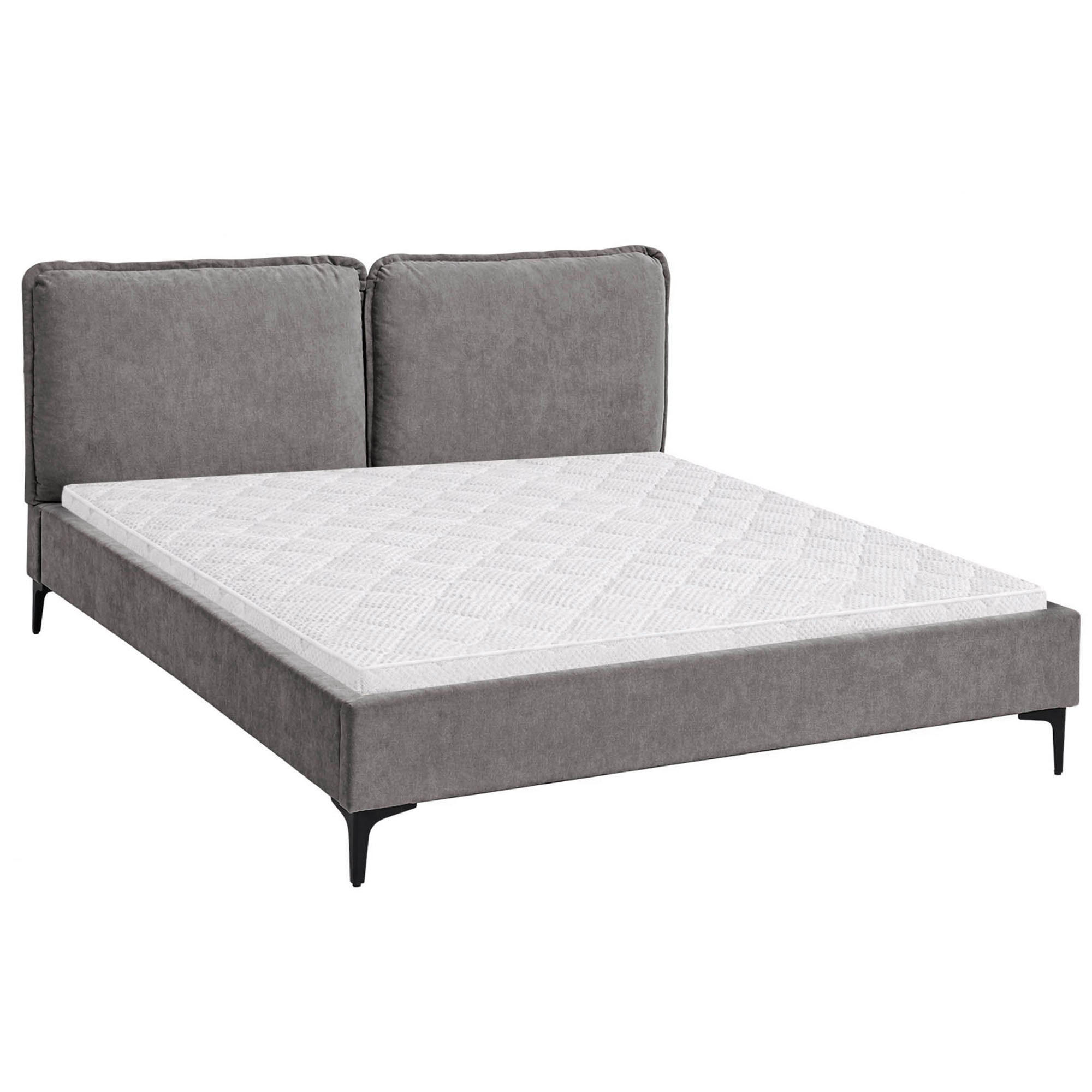 Beautysofa ČALOUNĚNÁ POSTEL Sombra, manželská postel 160x200 cm s pěnovou matrací 10 cm, žinylková látka, tmavě šedá