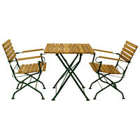 SITZGRUPPE Bad Belzig - 3-teilig, Gartenmöbel Set Flachstahl verzinkt dunkelgrün + Robinie - Grün, Holz - TPFGarden