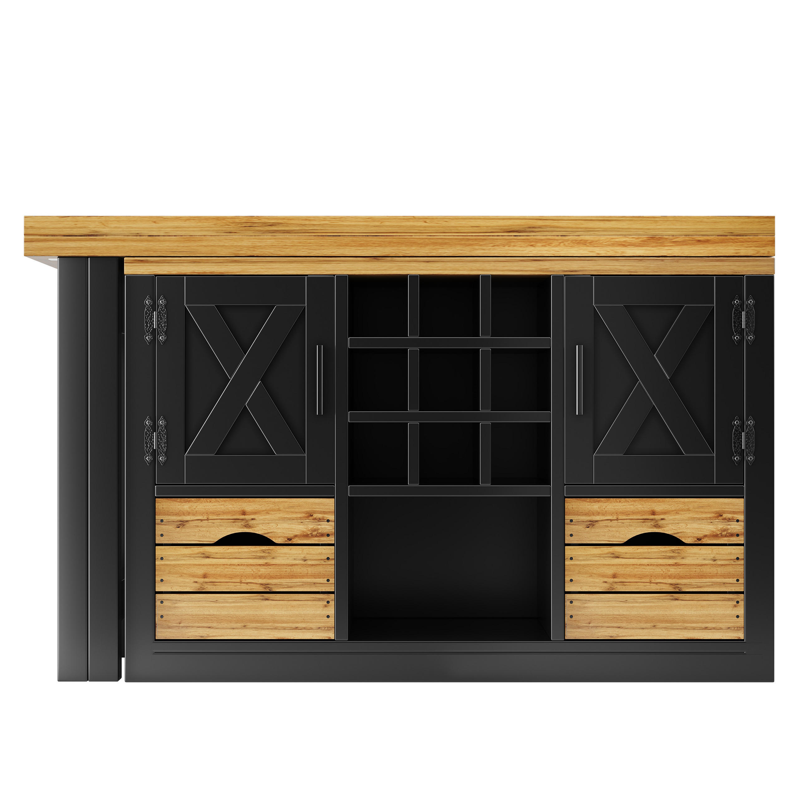KÜCHENINSEL 360° Drehbar Stauraum Schwarz - Schwarz, Holzwerkstoff (120/72/40cm) - FLIEKS