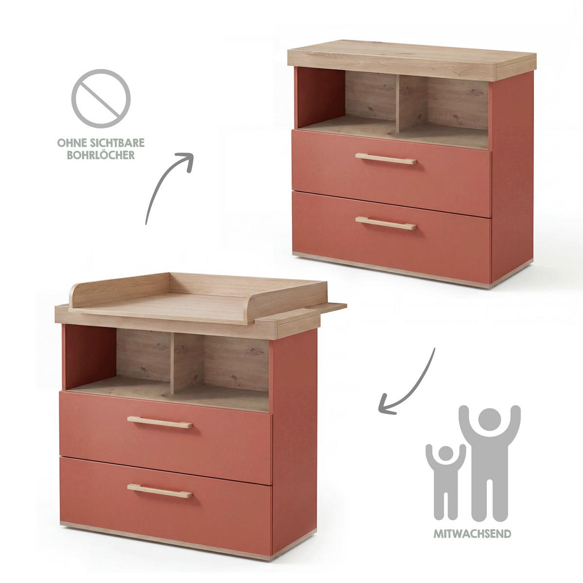WICKELKOMMODE Jimmy Mauve - Mauve, Holzwerkstoff (110/103/78cm) - Roba
