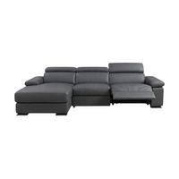 ECKSOFA Plutone Echtleder mit 1 x Relaxfunktion Anthrazit - Anthrazit, Leder/Metall (286/165cm)