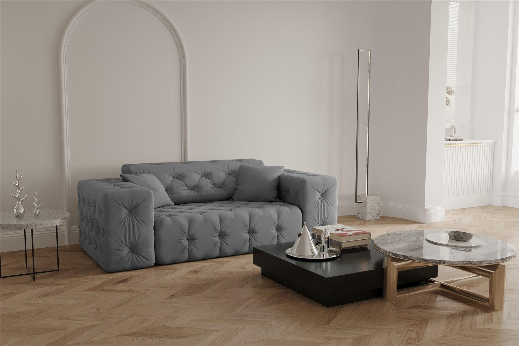 SOFA 2-sitzer Chantal - Grau, Holzwerkstoff/Textil (186/78/96cm) - Fun Möbel