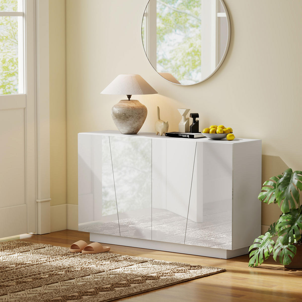 SIDEBOARD Weiß Hochglanz 150/40/88 cm - Weiß, Holzwerkstoff (150/88/40cm) - PANGIVO