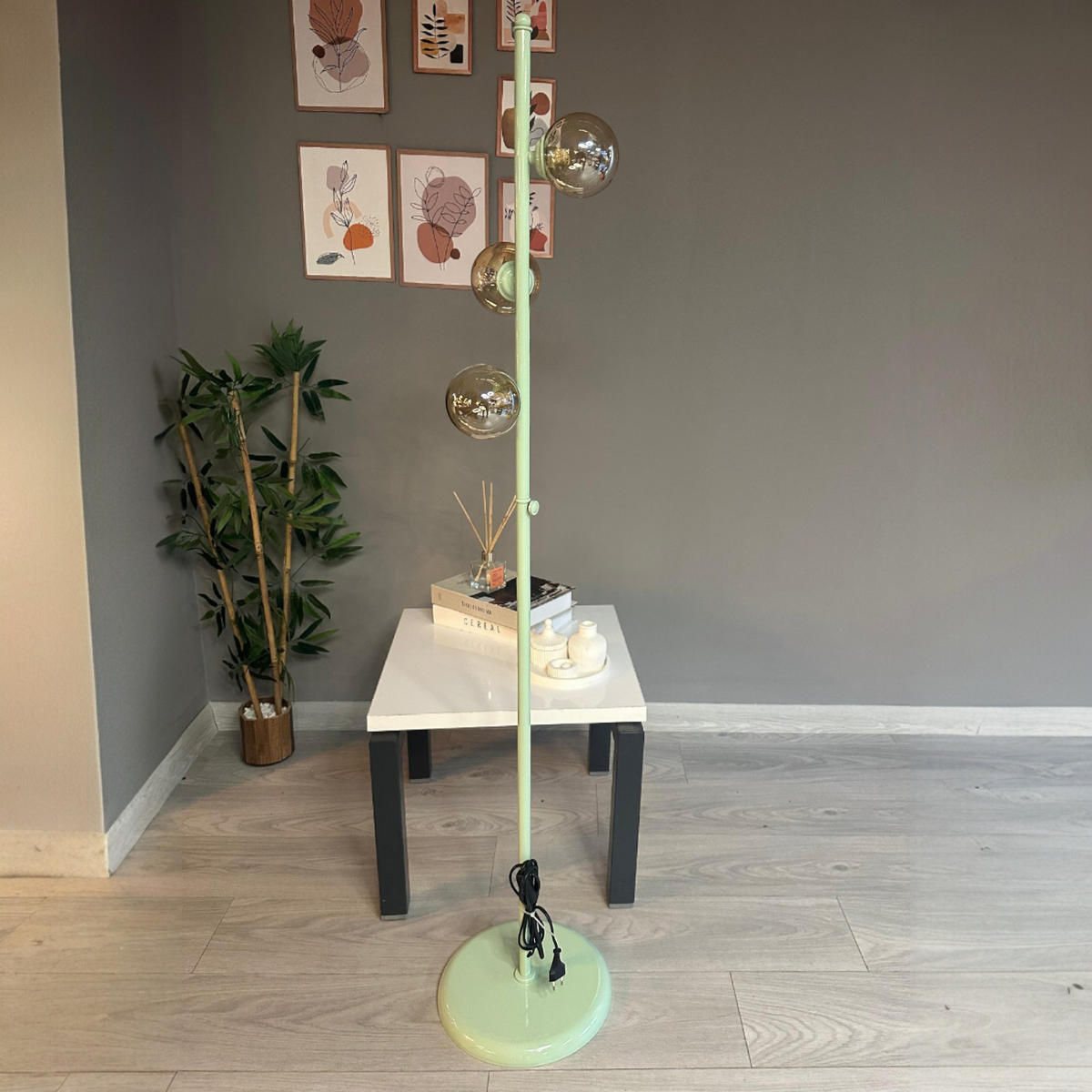 STEHLEUCHTE Klyra 150 Cm - Mintgrün, Metall (30/30/150cm) - Bamyum