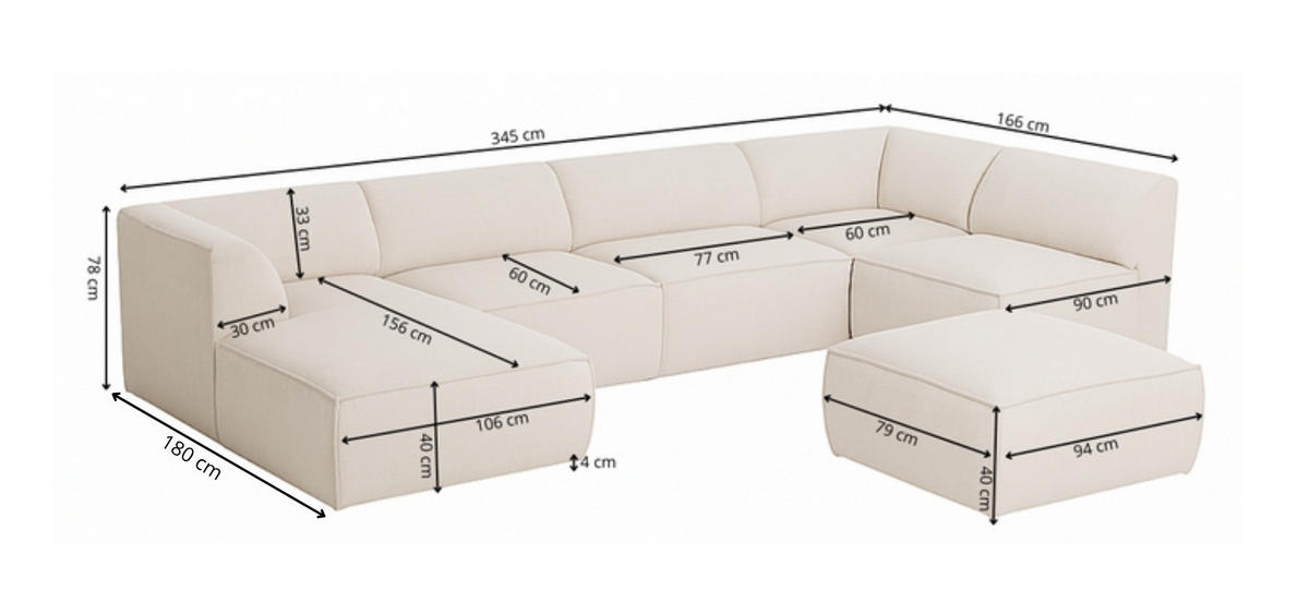 WOHNLANDSCHAFT MOVO - modulares Ecksofa rosa – modernes Design und flexible Gestaltung, links - Dunkelgrün/Bordeaux, Kunststoff/Textil (156/78/345cm) - KS Home Concept