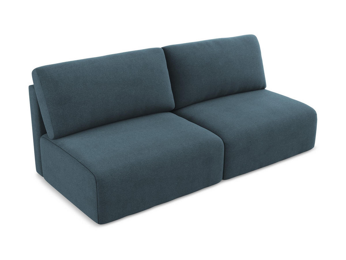 3-SITZER SOFA mit Schlaffunktion Strukturstoff Stoff Blau - Blau/Pink, Kunststoff/Textil (216/79/102cm) - Makamii