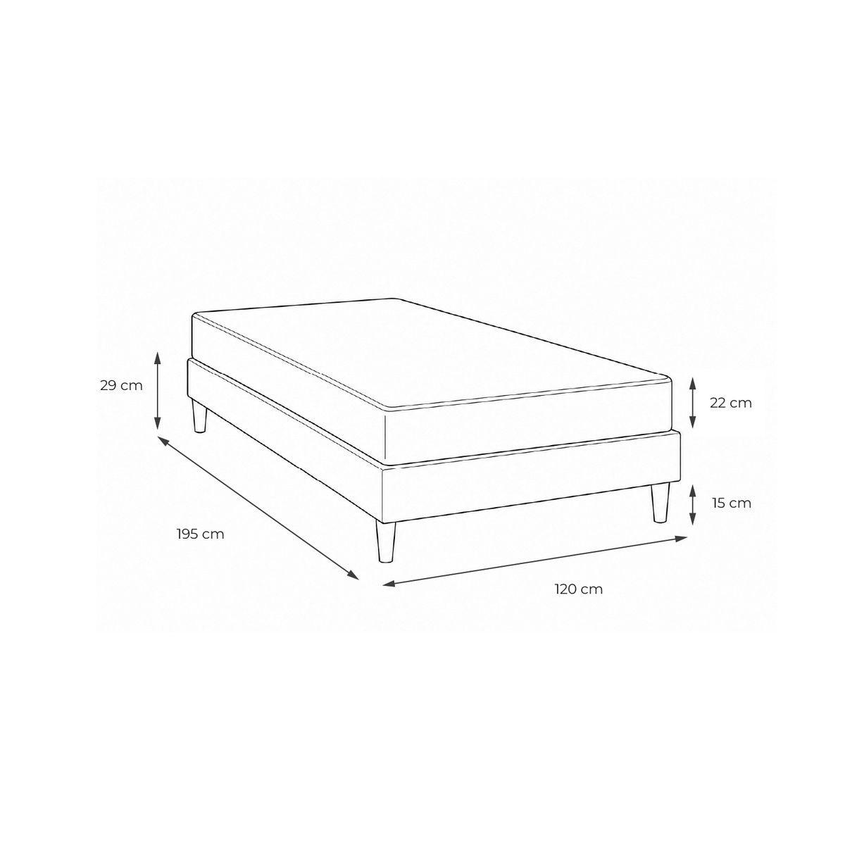 BETT Lancaster Taschenfederkern und Memory-Schaum 120 x 195 cm h3 - Kit Bettgestell Schwarz - Beige/Schwarz, Karton/Holz (120/195cm) - ROYAL PALACE BEDDING