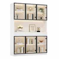 VITRINENSCHRANK mit LED 240 x 200 cm Weiß mit schwarzem Aluminiumrahmen - Weiß, Holzwerkstoff (240/200/36cm) - Beauniv