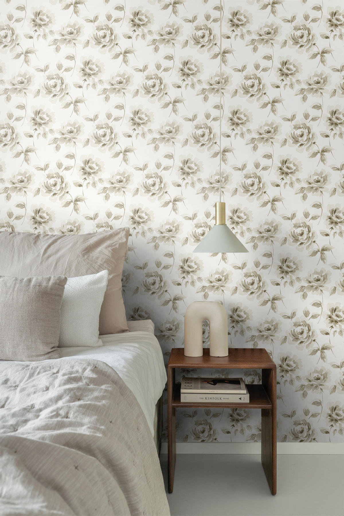 TAPETE Aquarell gemalte Rosen 53 cm x 10.05 m - Beige, Papier (53/1000cm) - ESTAhome