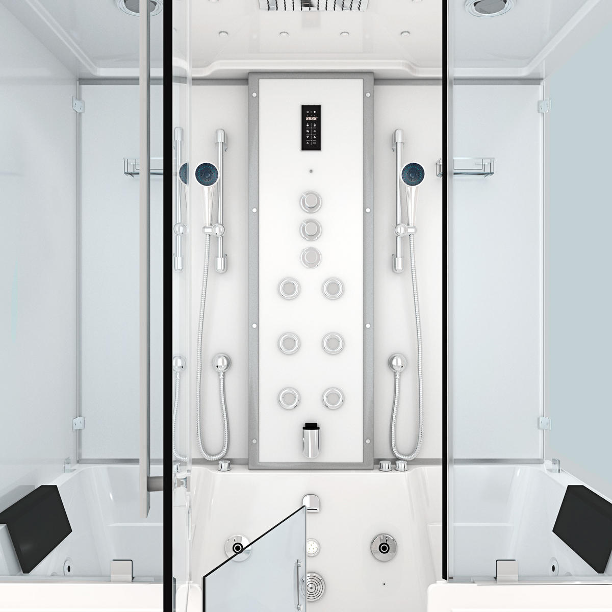 BADEWANNE Dusche K88-WS-TH-A-EC-EA Duschtempel - Weiß, Glas/Kunststoff (180/228/100cm) - AcquaVapore by Sandra Jentho