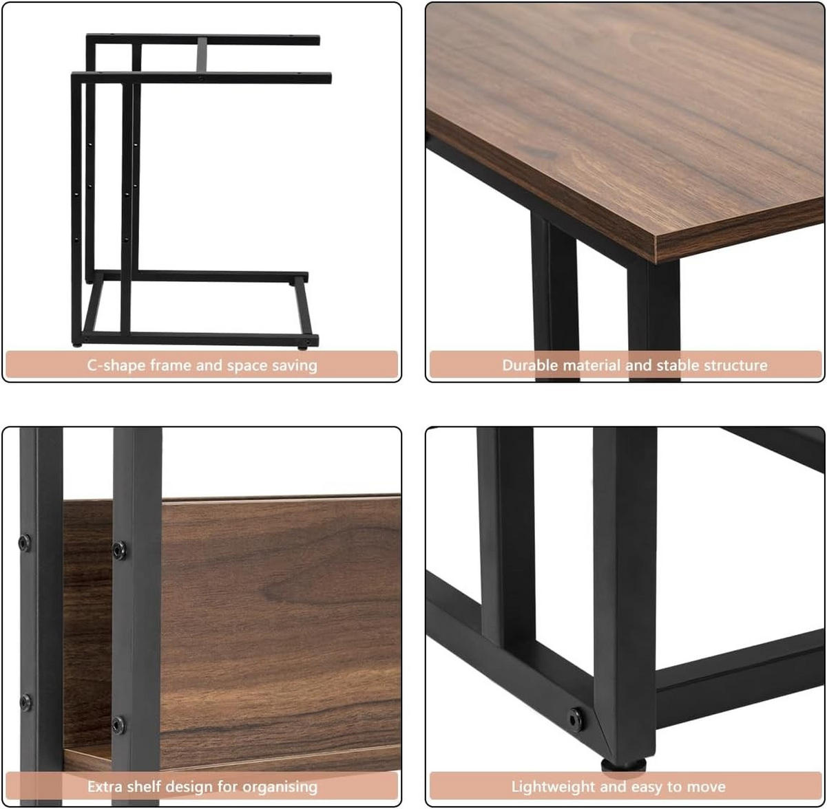 BEISTELLTISCH 55x36x59,5cm(BxTxH), Dunkelbuche - Buche Kolonial/Schwarz, Holzwerkstoff/Metall (36/55/59.5cm) - Woltu