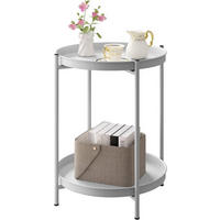 COUCHTISCH rund, mit Stauraum, Metall, Hellgrau - Hellgrau, Metall (44/44/53cm) - Woltu