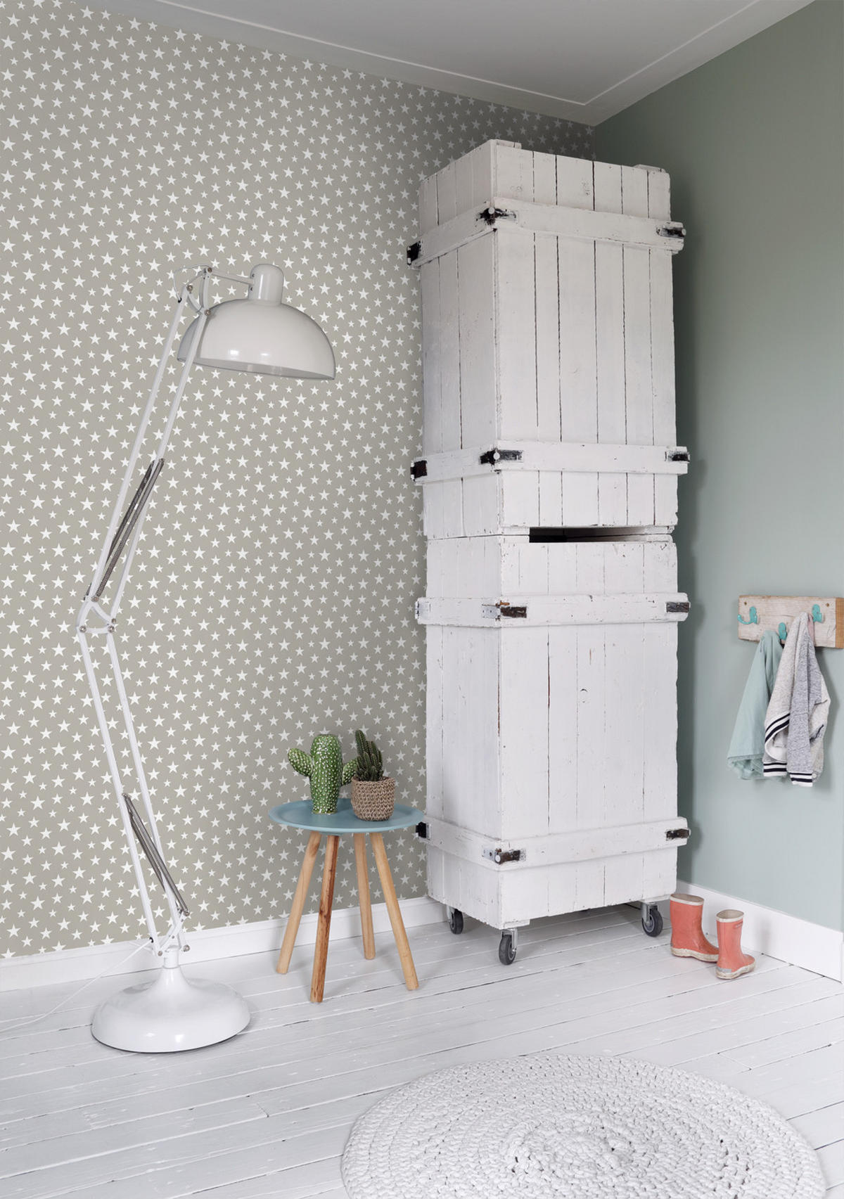 TAPETE kleine Sterne 53 cm x 10.05 m - Grau, Papier (53/0.1cm) - ESTAhome