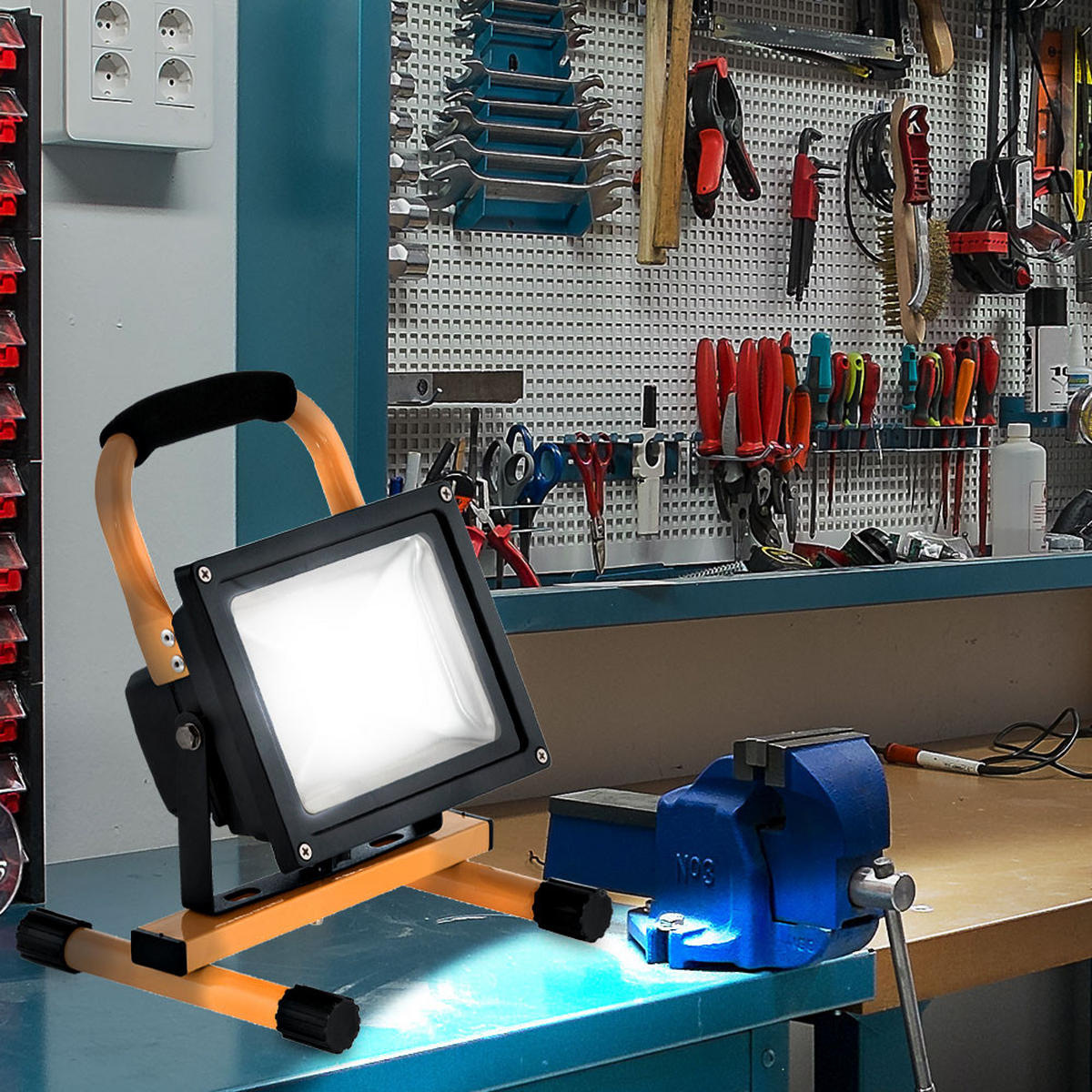 LED BAUSTRAHLER Schwarz Gelb schwenkbar 2er Set - Schwarz, Glas (22.5/10/28cm)