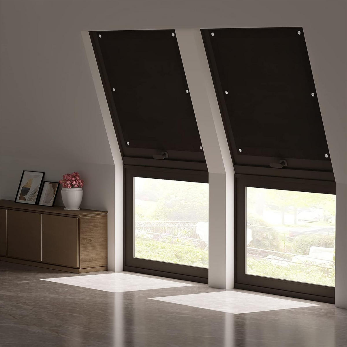 ROLLO für Fenster ohne Bohren 76 x 93 cm Schwarz - Schwarz, Kunststoff (76/93cm) - Woltu