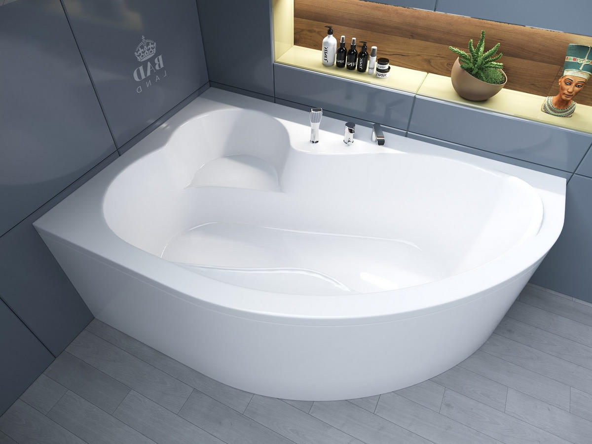 BADEWANNE Eckwanne MEGA 160/105 Links Ablauf & Füße - Weiß, Kunststoff (105/60/160cm) - bad land