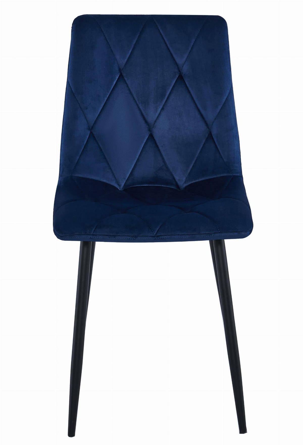 ESSZIMMERSTUHL 4-er Set TYRA marineblauer Sitz, schwarze Beine - Schwarz/Dunkelblau, Textil (44.5/87/54.5cm) - Valora