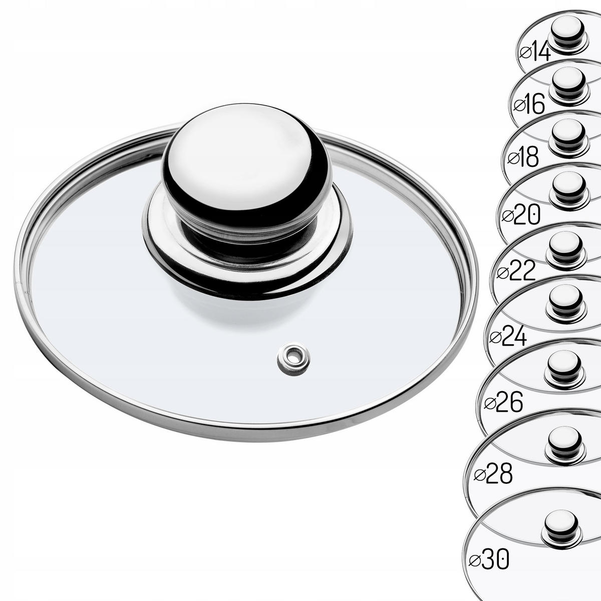 DECKEL mit Metallgriff, 16 cm - Transparent, Glas (16cm) - KADAX