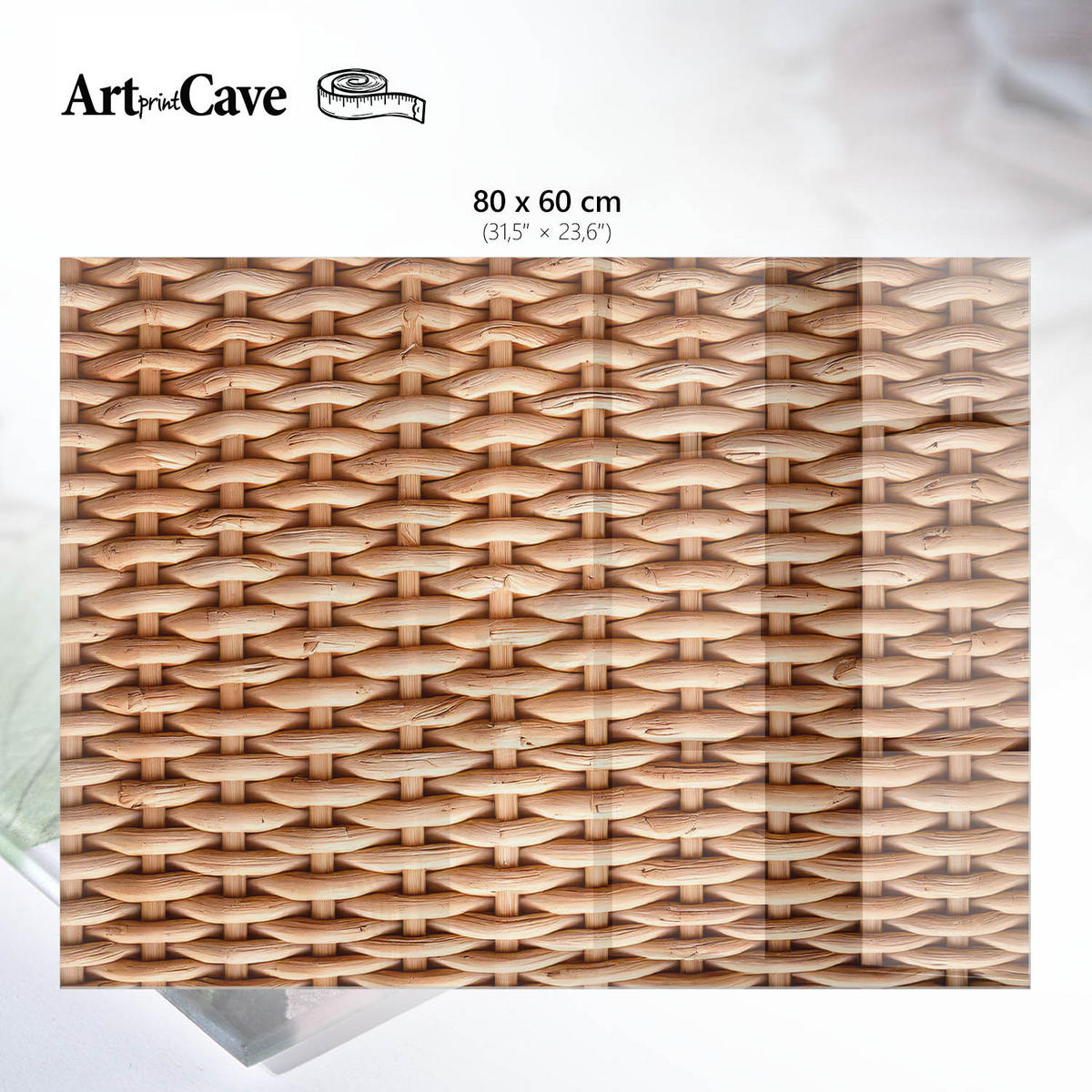 GLASPLATTE 80x60 cm – Geflochtene Textur - Braun, Glas (0.4/80/60cm) - ArtPrintCave
