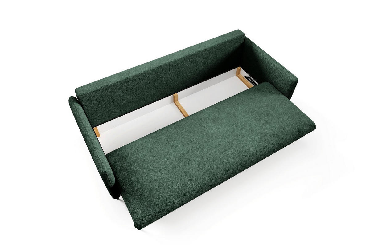 SCHLAFSOFA Belis Boucle in Grün - Grün, Holzwerkstoff/Textil (216/95/91cm) - Bettso